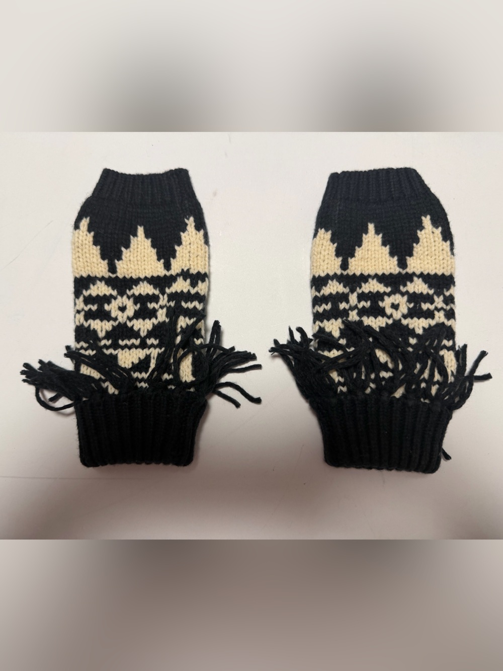 Polo Ralph Lauren vintage black & cream wool blend mittens